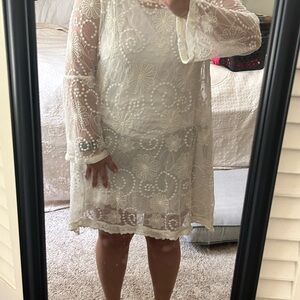Indigo Soul White Floral Lace Dress